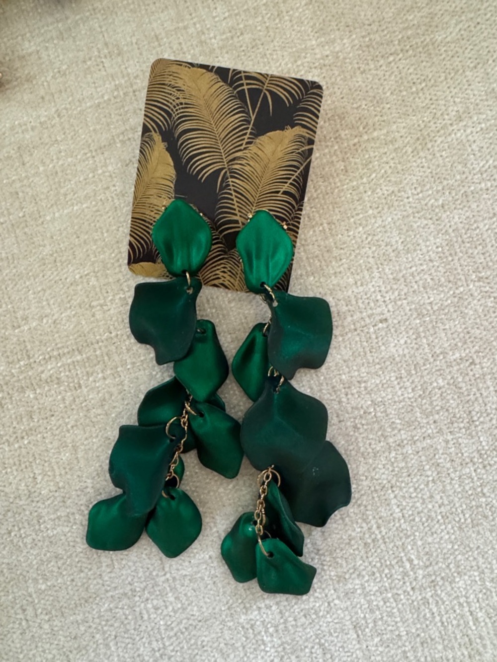 Green Petal Drop Statement Earrings - Brand